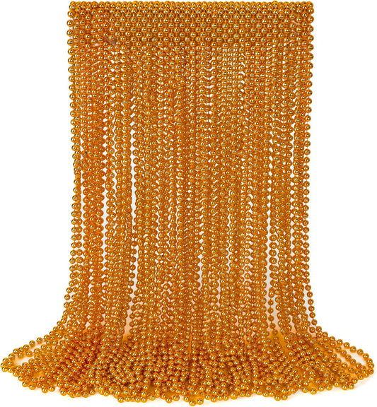 30PCS Orange Bead Necklace, 6mm Bead Necklaces Party Favors, 33" Mardi Gras Beads Party Parade Accessories, Festival Party Supplies for Halloween Wedding Holiday Celebrations Decorations
