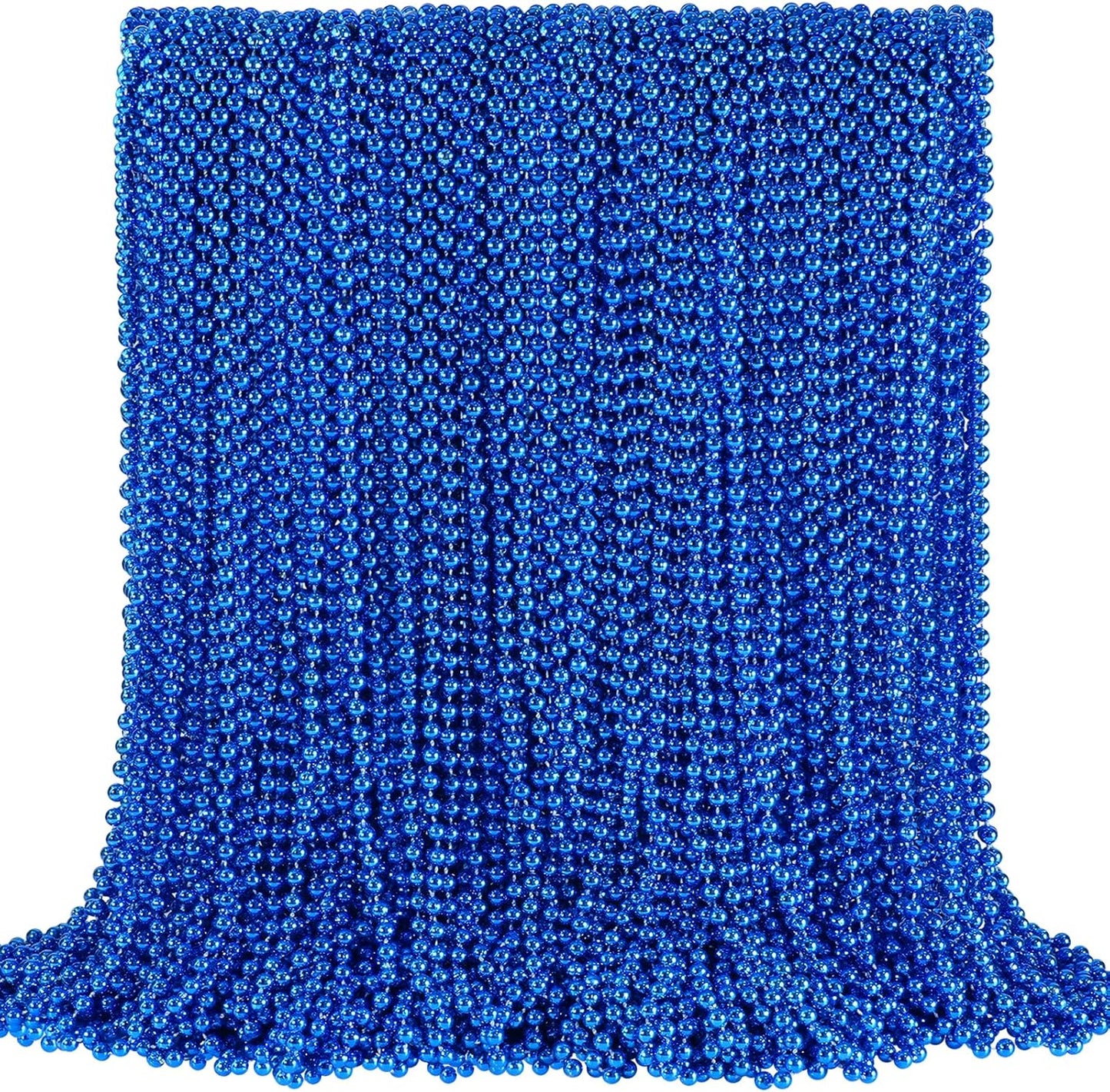 SHAOQINLIN 144 PCS Blue Mardi Gras Beads, Christmas Bead Necklace, 4th of July Patriotic Bead Necklace, 33'' Blue Party Beads for Patriotic Day, Mardi Gras, Christmas, Carnival Party Favors