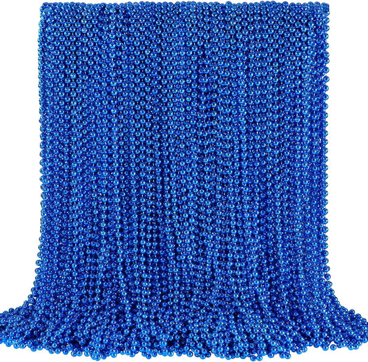 SHAOQINLIN 144 PCS Blue Mardi Gras Beads, Christmas Bead Necklace, 4th of July Patriotic Bead Necklace, 33'' Blue Party Beads for Patriotic Day, Mardi Gras, Christmas, Carnival Party Favors