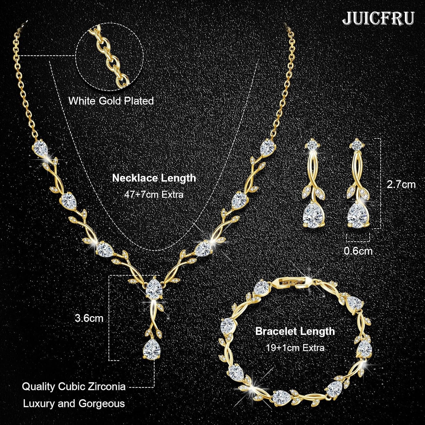 Wedding Silver Jewelry Set for Women Cubic Zirconia Necklace Earrings Bracelet Sets for Bride Wedding Costume Jewelry for Bridesmaid