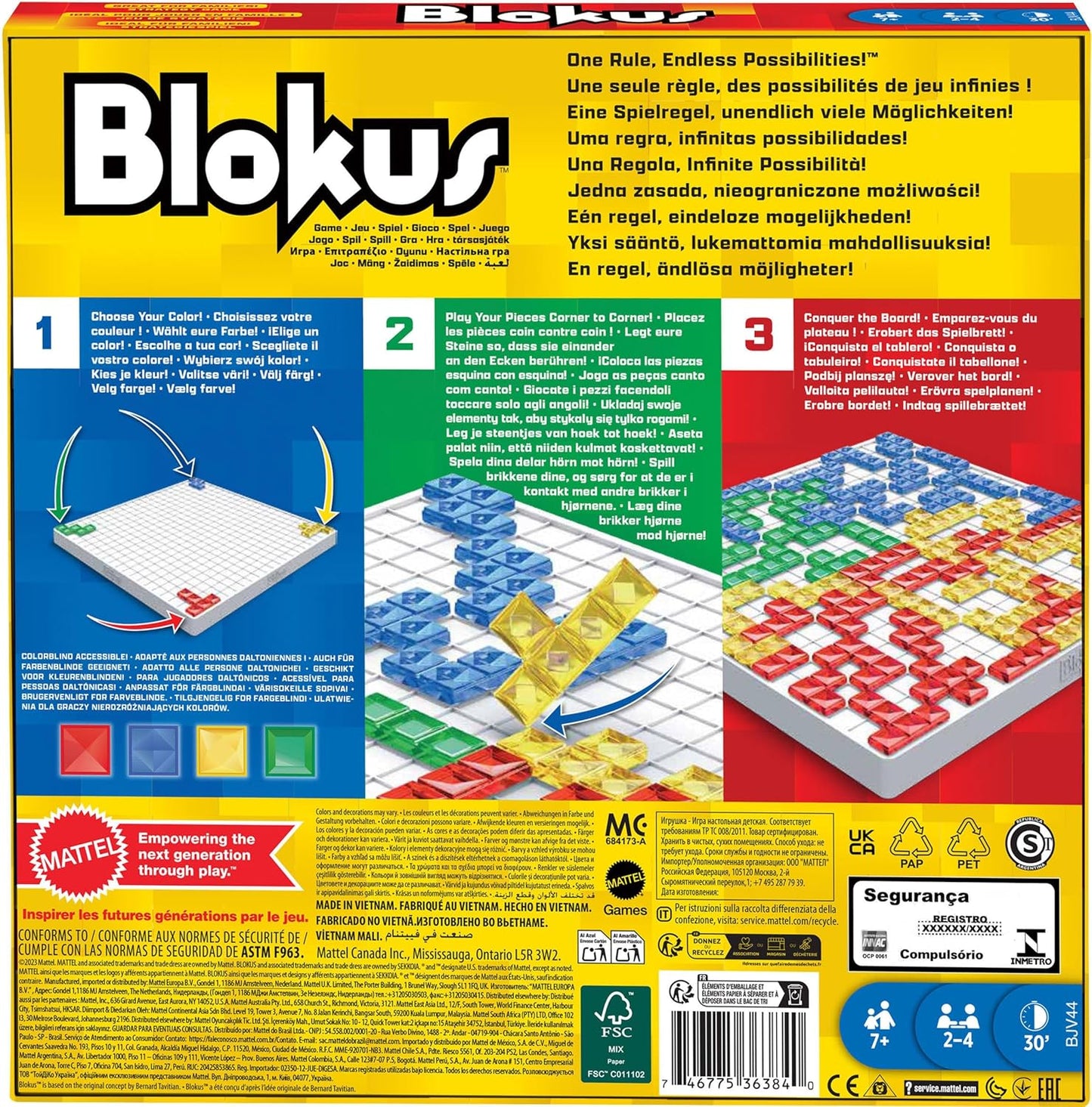 Mattel Games Blokus Strategy Board Game for Kids & Families with Color Blind Accessible Pieces & Just One Rule