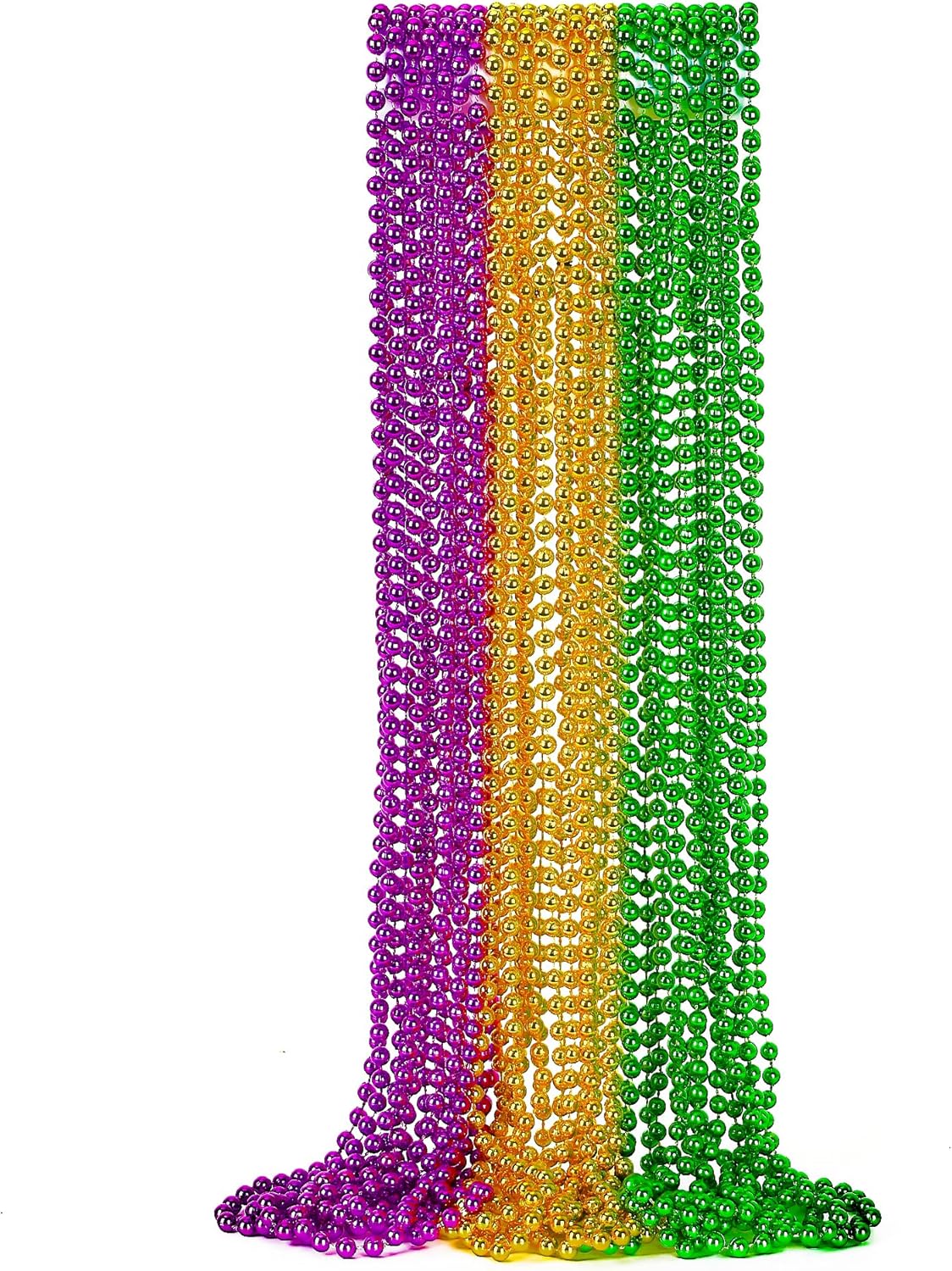 12PCS Mardi Gras Beads, Green Purple Gold Mardi Gras Metallic Costumes Necklaces Bulk, Mardi Gras Beads Necklace Costumes Accessory Sets for Parade Throws Party Decorations Favor Supplies