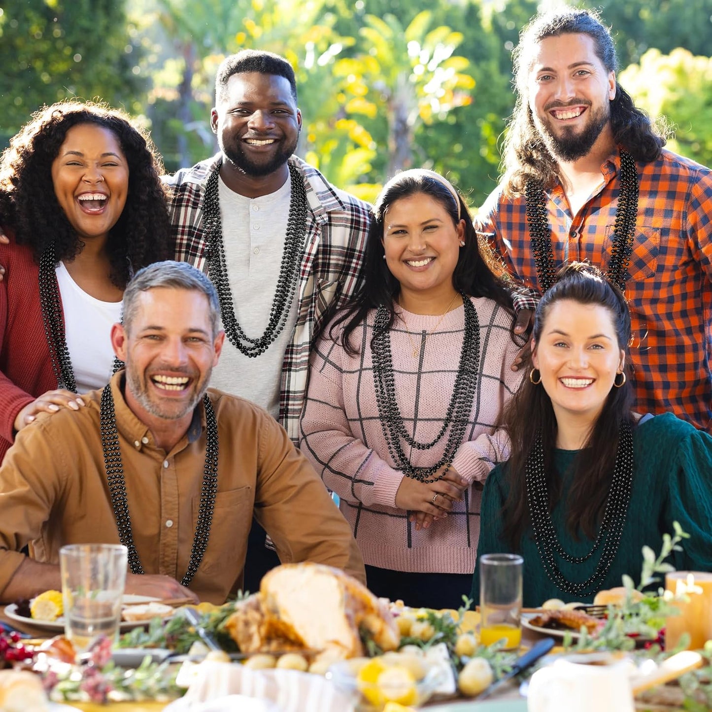 200PCS Beaded Necklace, 33" Mardi Gras Beads, Black Bead Necklace, Mardi Gras Accessories Throw Beads Bulk Party Favors Supplies Decorations for Parade Event Festival Christmas Pirate