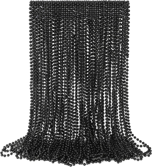 Beads Necklace, 30PCS Black Necklaces Halloween Stuff Accessories, 33" Mardi Gras Beads Necklace Costume Bulk, Festival Parade Throw for Halloween New Years Eve Party Events Supplies Decorations