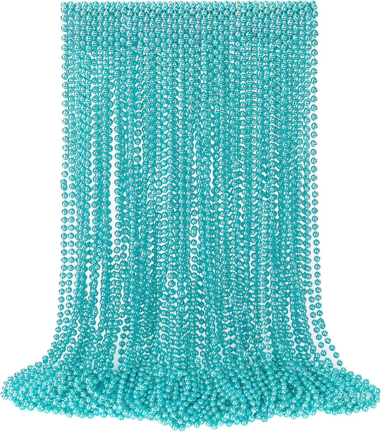 30PCS Mardi Gras Beads, Metallic Teal Blue Bead Necklace, 33" Mardi Gras Necklace Party Favors Stuff, Festival Parade Throw Accessories for Gender Reveal Wedding Birthday Party Supplies Decor