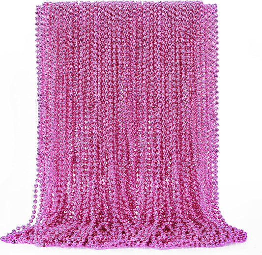 50PCS Mardi Gras Beads, Metallic Bead Necklace Party Favors, 33" Mardi Gras Necklace Women Men Stuff, Festival Parade Throw Accessories for Wedding Birthday Gender Reveal Party Supplies Celebrations