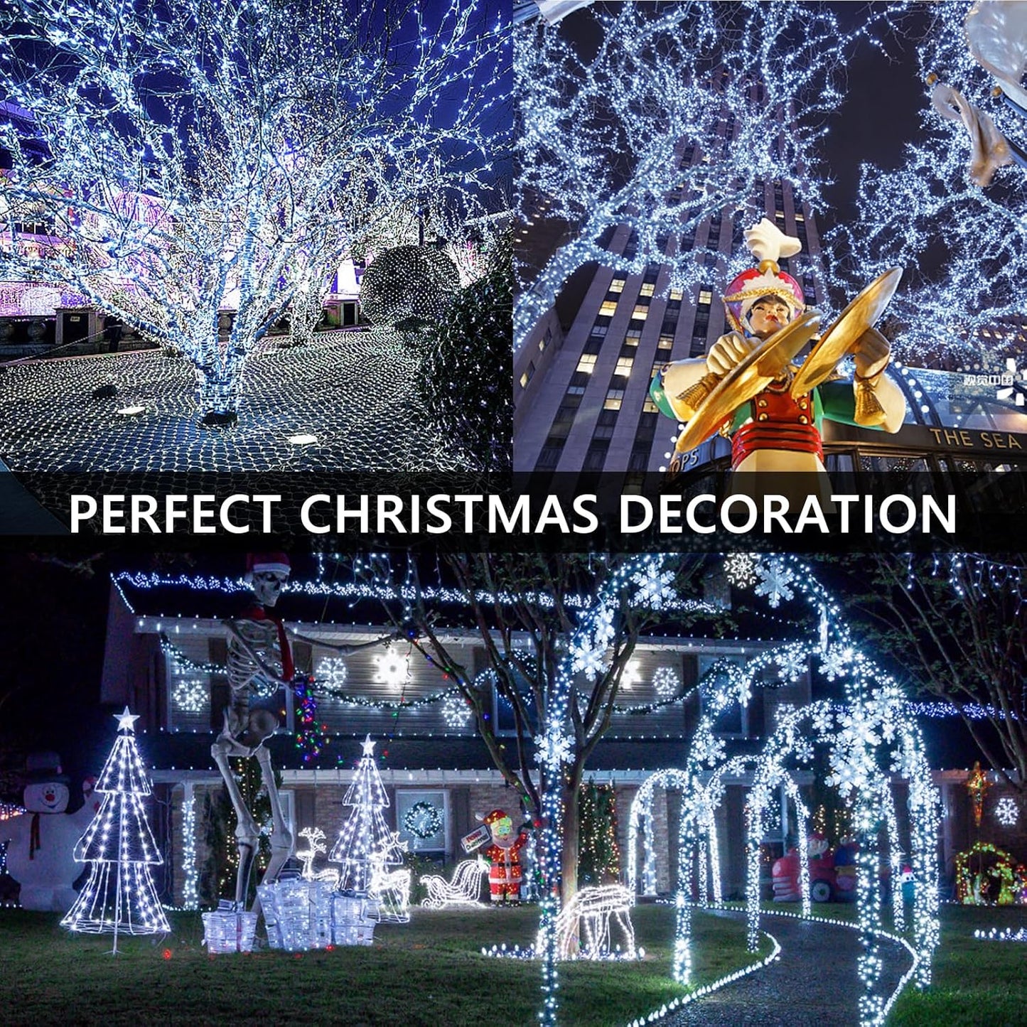 75FT 1500 LED Cluster Christmas Lights, Christmas Tree Lights Outdoor Indoor with 8 Modes & Timer & Remote, Firecrackers String Lights Waterproof for Garland Party Xmas Decorations, Cool White
