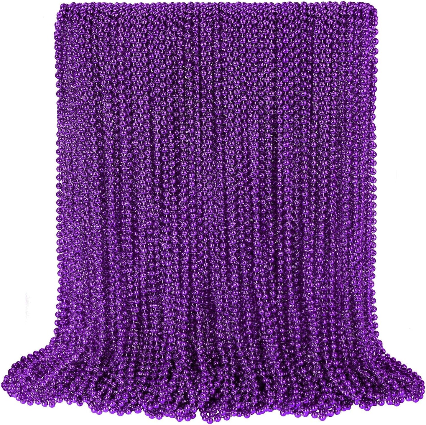 SHAOQINLIN 100 PCS Purple Mardi Gras Beads, Purple Beads Necklaces 33" Metallic Beaded Costume Necklaces Party Necklaces for Halloween Mardi Gras Parade Throws Wedding Birthday Party Favors