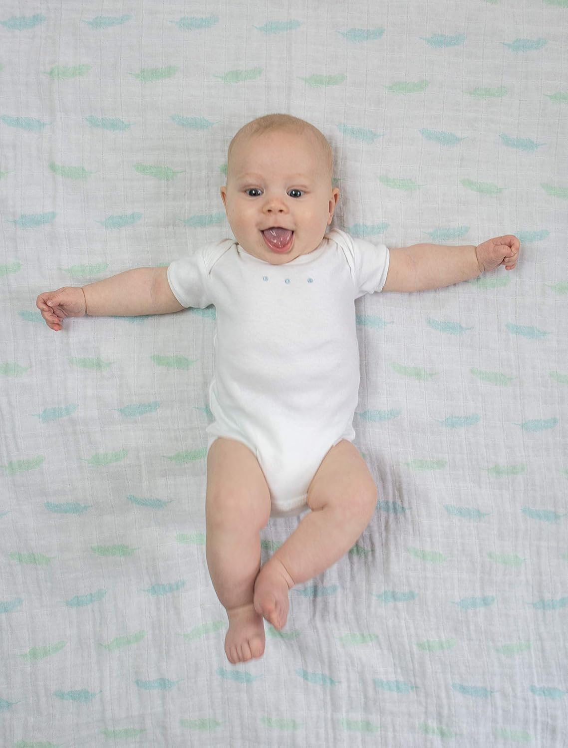 SwaddleDesigns Cotton Muslin Swaddle Blankets, Set of 4, Receiving Blankets for Baby Boys & Girls, Best Shower Gift, 46x46 inches, Denim Indigo