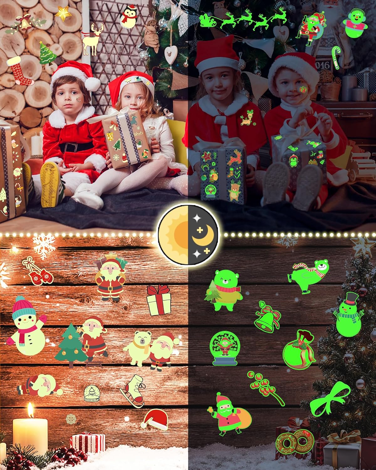 260 Styles Luminous Christmas Tattoos Party Favors for Kids, Christmas Goodie Bag Stocking Stuffers Temporary Tattoos, Christmas Classroom Gifts Treats Party Games Supplies for Kids Boys Girls