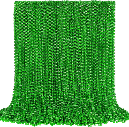 SHAOQINLIN 144 PCS St. Patrick's Day Bead Necklaces, Green Mardi Gras Christmas Beads, 33'' Green Party Beads for St. Patricks Day, Mardi Gras, Christmas, Carnival Party Favors