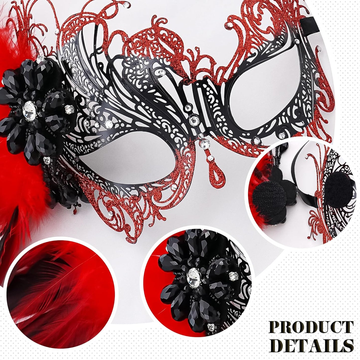 Feather Masquerade Mask for Women - 2025 Venetian Antique Mardi Gras Masks with Feather for Woman Prom Ball Party
