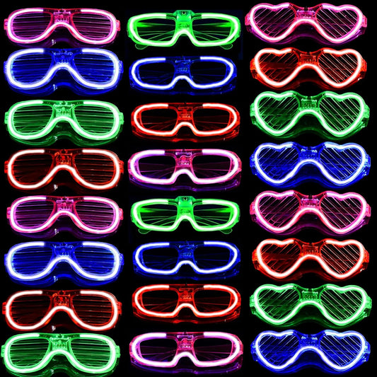 Fsmiling 24 Pack Light Up Glasses Adults Led Glasses Glow In The Dark Party Supplies for Adults Party Favor