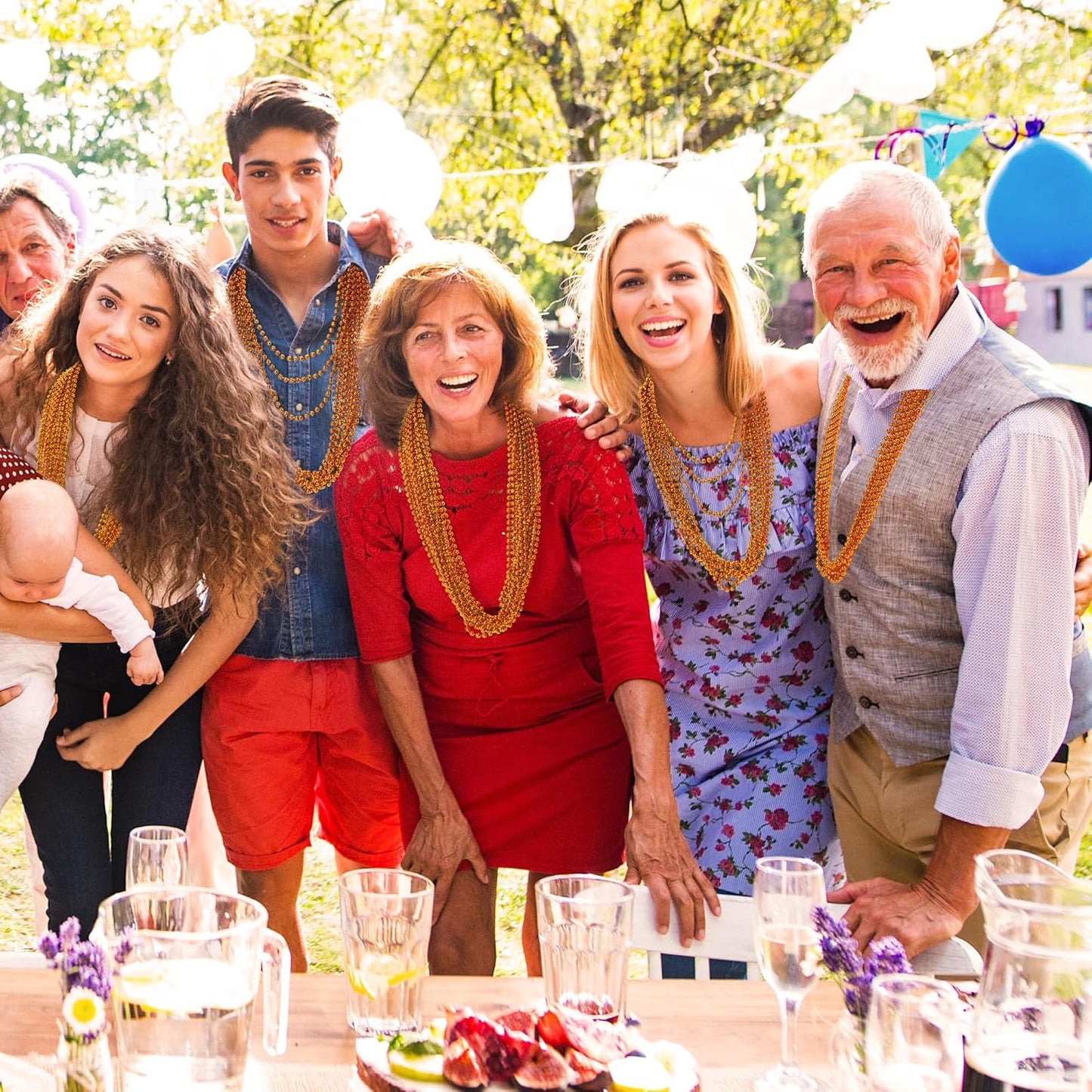 Beaded Necklace, 200 PCS 33" Orange Mardi Gras Beads, Mardi Gras Accessories, Costume Bead Necklace Bulk, Party Parade Beads for Pirate Wedding Birthday Baby Shower Halloween Party Supplies