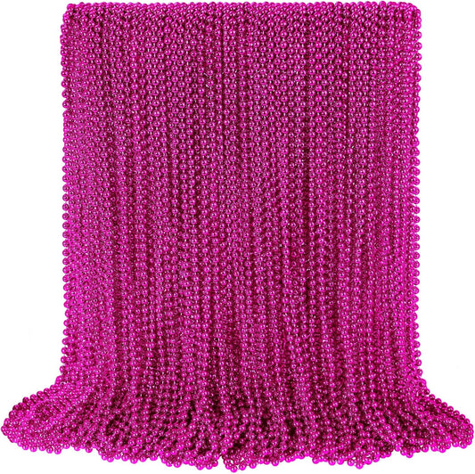 SHAOQINLIN 100 PCS Breast Cancer Awareness Necklaces, Hot Pink Bead Necklace, 30.5" Breast Cancer Awareness Bead Necklaces Accessories for Parade Throw Supplies