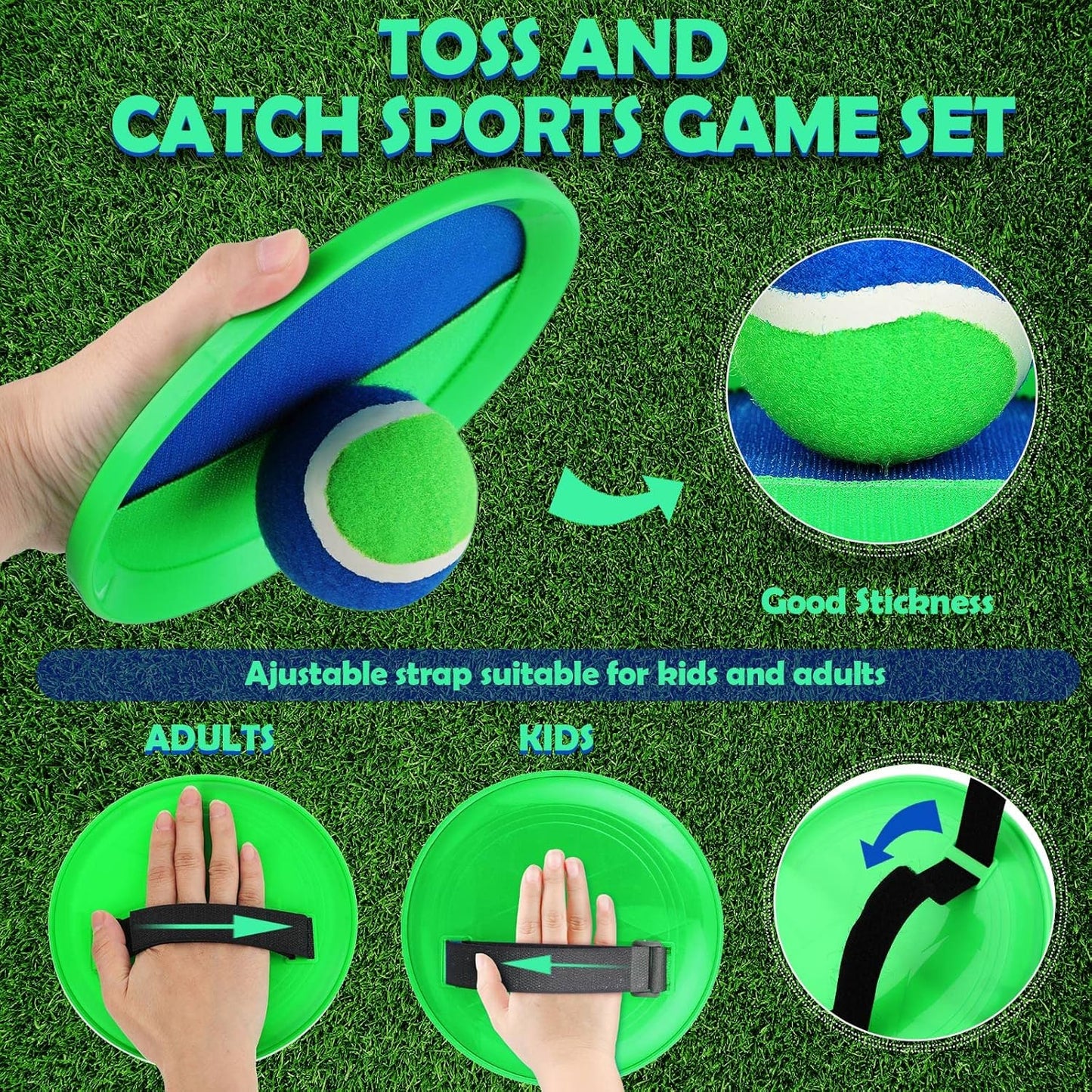 Charniol Kids Toys Toss and Catch Game Set 12 Paddles 6 Balls Beach Game Outdoor Ball Sports Games Toss and Catch Ball Set with Paddles Ball Nylon Catch Toys for Kids Adults