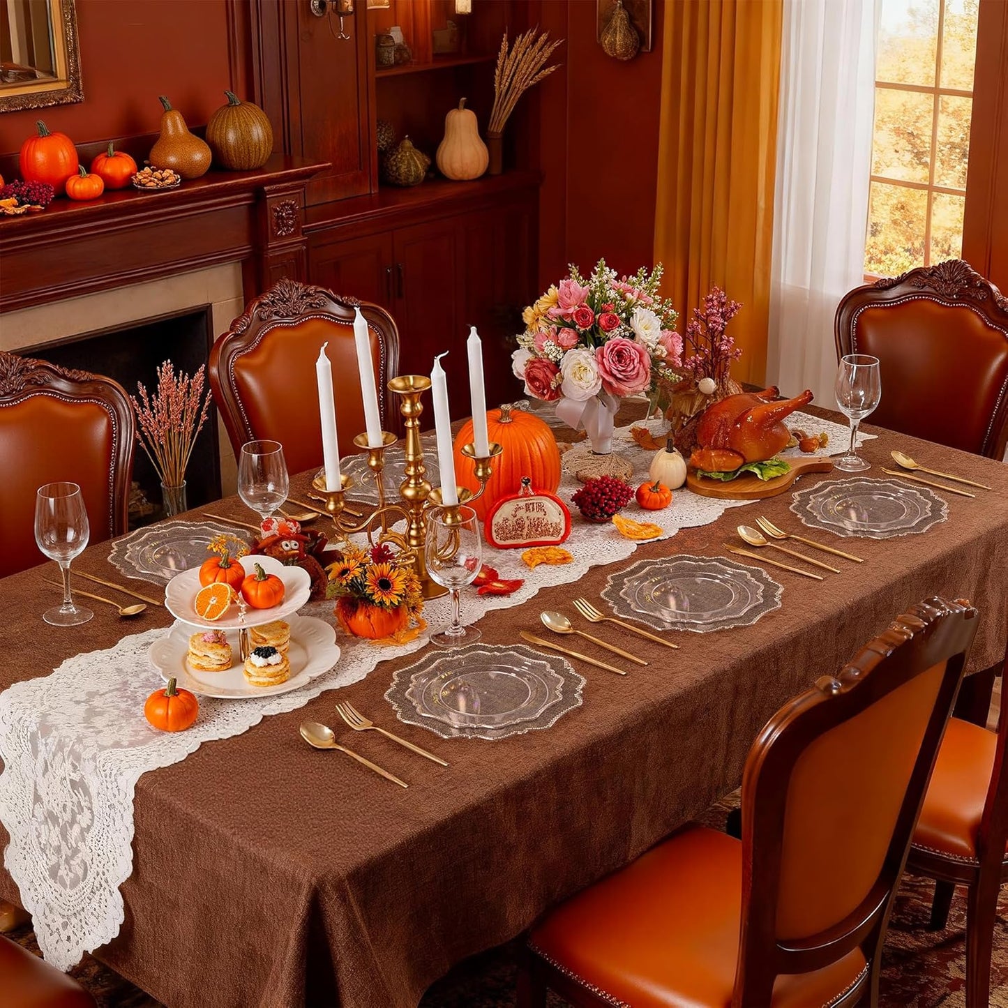 COLOSUS 100pcs Clear and Gold Plastic Plates Disposable Heavy duty Plastic Party Plates set Include 50 dinner plate and 50 dessert/salad plate for party/wedding