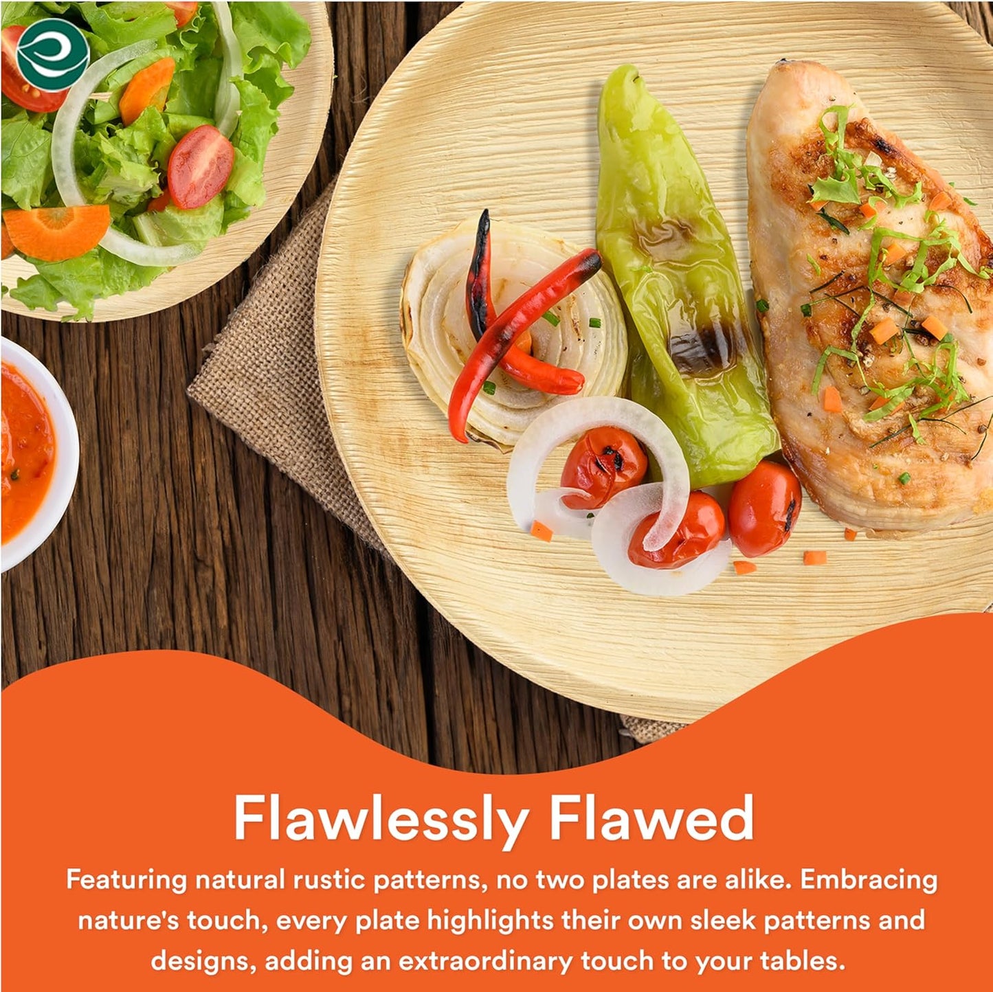 ECO SOUL Compostable 8 Inch Palm Leaf Round Plates (400 Count) Like Bamboo Plates | Biodegradable | Eco-Friendly, Microwave & Oven Safe