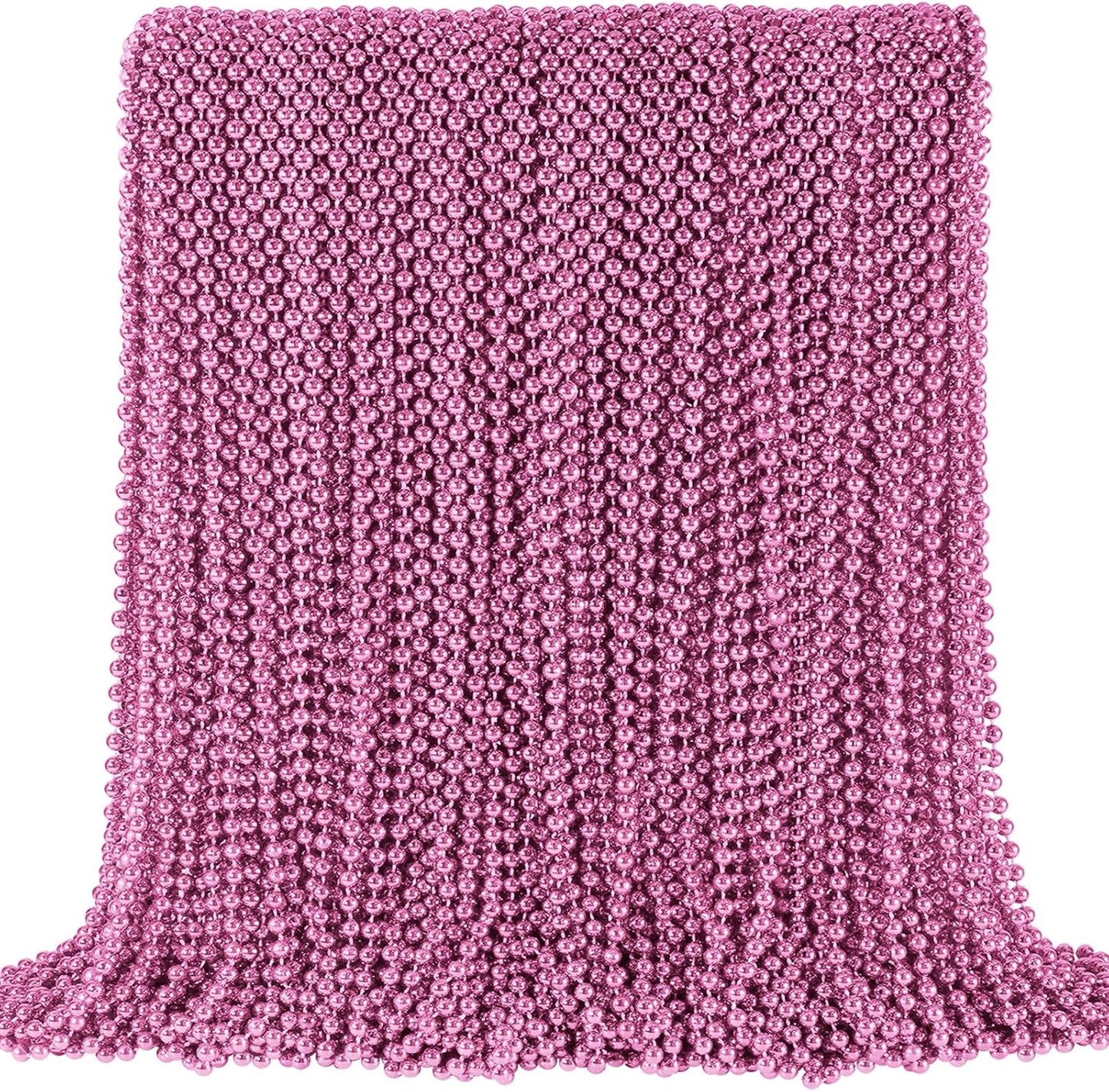SHAOQINLIN 144 PCS Pink Bead Necklace, 33" Pink Mardi Gras Beads, Breast Cancer Awareness Beaded Necklaces, Party Beads for Mardi Gras, Christmas, Valentine's Day, Wedding, Gender Reveal Party Favors