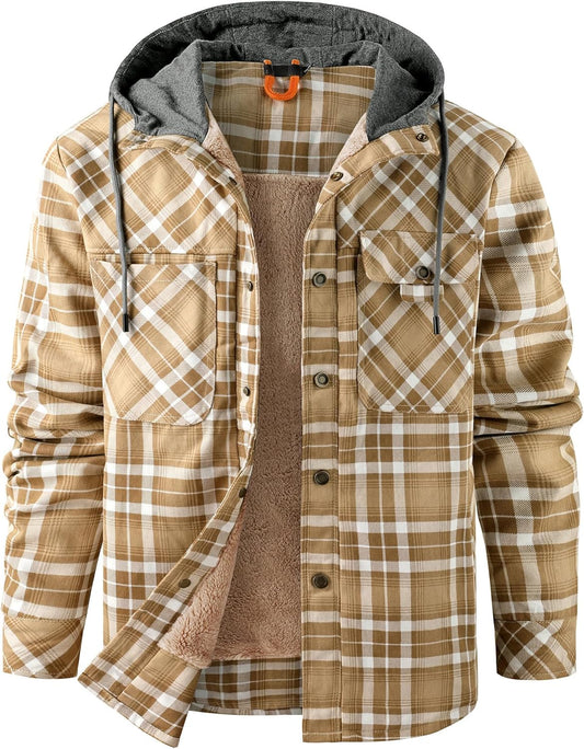 Mr.Stream Men's Outdoor Casual Vintage Long Sleeve Plaid Flannel Button Down Shirt Jacket