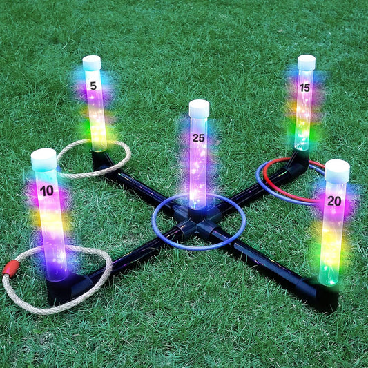 Outdoor Games Ring Toss Games Glow in Dark, Yard Games for Adults and Family