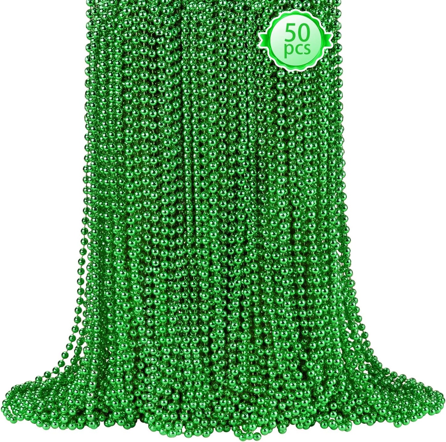 SHAOQINLIN 50 PCS St. Patricks Day Beads Necklace, 33" Green Mardi Gras Beads Christmas Necklaces Irish Saint Patricks Necklaces for St. Patrick's Day Mardi Gras Parade Throws Birthday Party Favors