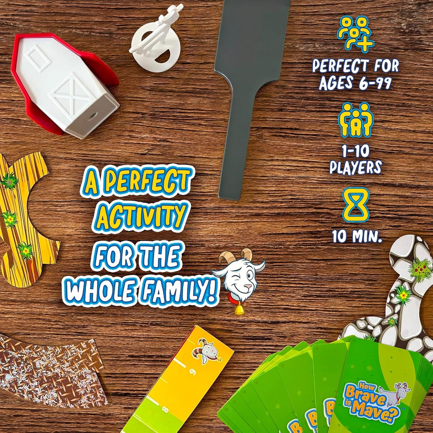 How Brave is Mave? - The First Table-Edge Stack Game, Card-Balancing, Goat-Saving Mayhem - Great for Family Game Night, Ages 6-99, Competitive and Collaborative - Laugh, Stack, and Topple