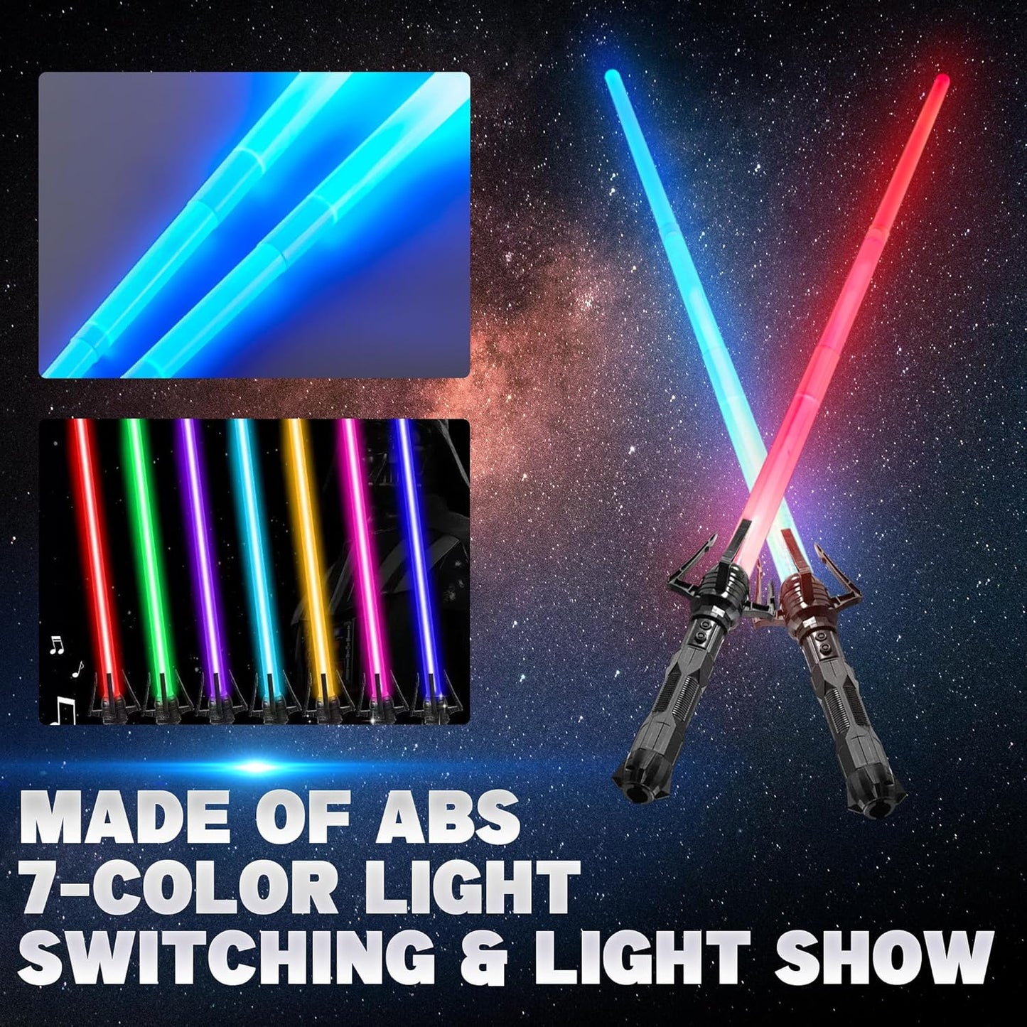 SANCO Light Up Sabers for Kids - 4 Pack 7 Colors Retractable Mechanical Claw Power Swords with FX Sound, Glowing Toys for Halloween Cosplay Parties, Christmas Birthday Gifts for Boys & Girls