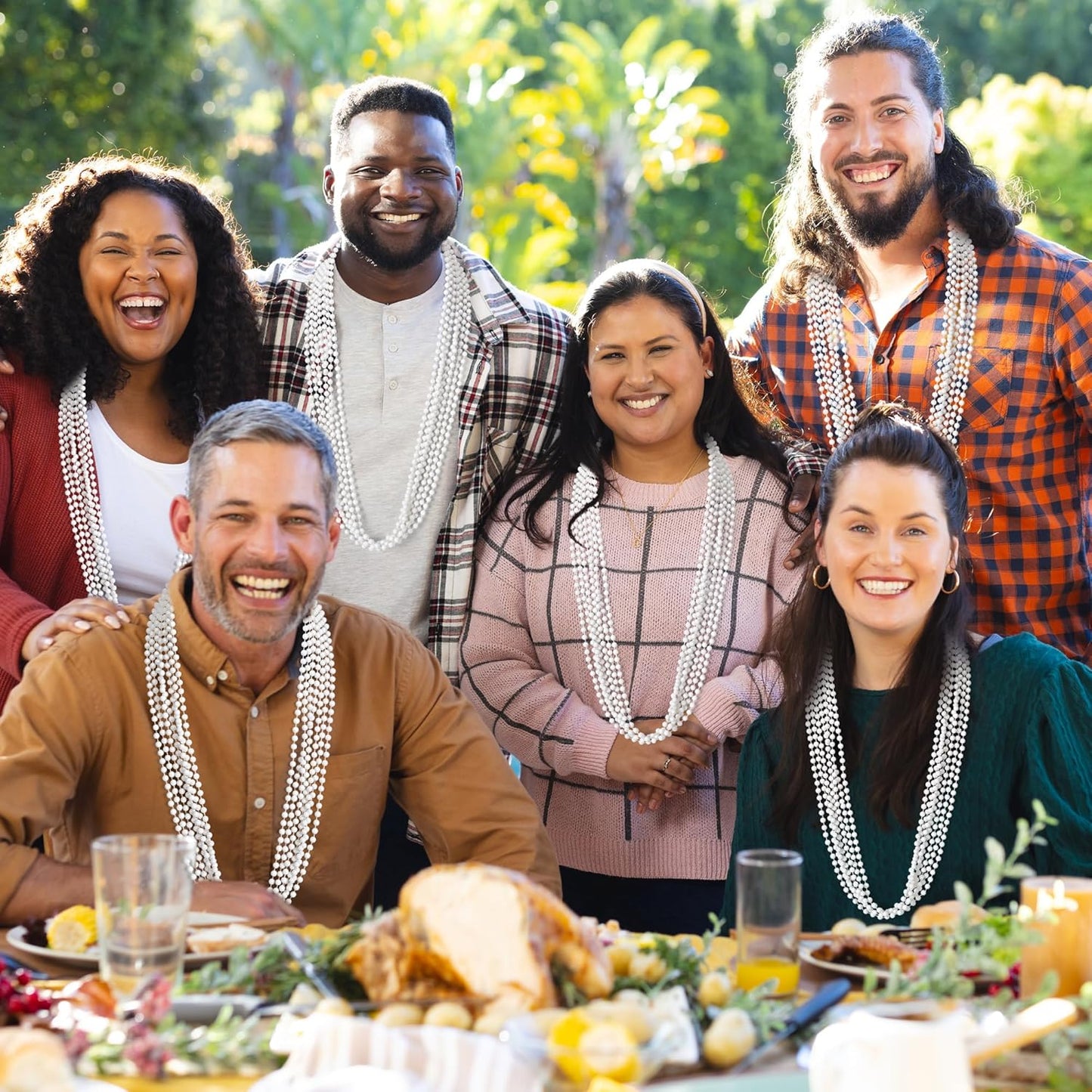 200 PCS Beaded Necklace, 33" Mardi Gras Beads, White Bead Necklace Bulk, Mardi Gras Party Costume Accessories Parade Throws Beads Bulk for Wedding Pirate Baby Shower Party Favors Supplies Decor