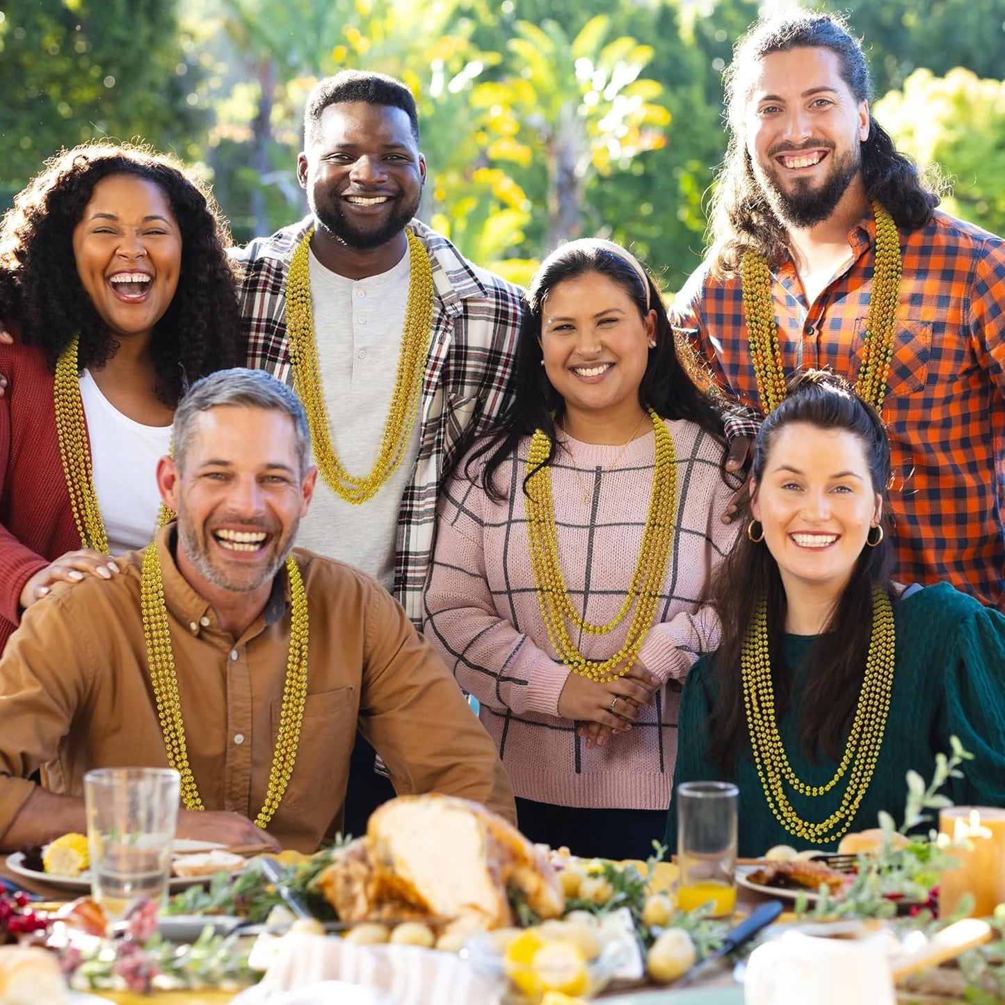 200PCS Bead Necklace, Mardi Gras Beads, 33 IN Gold Beads Party Accessories, Mardi Gras Decorations Parade Throws Bulk Costume Party Pirate Christmas Party Favors Supplies