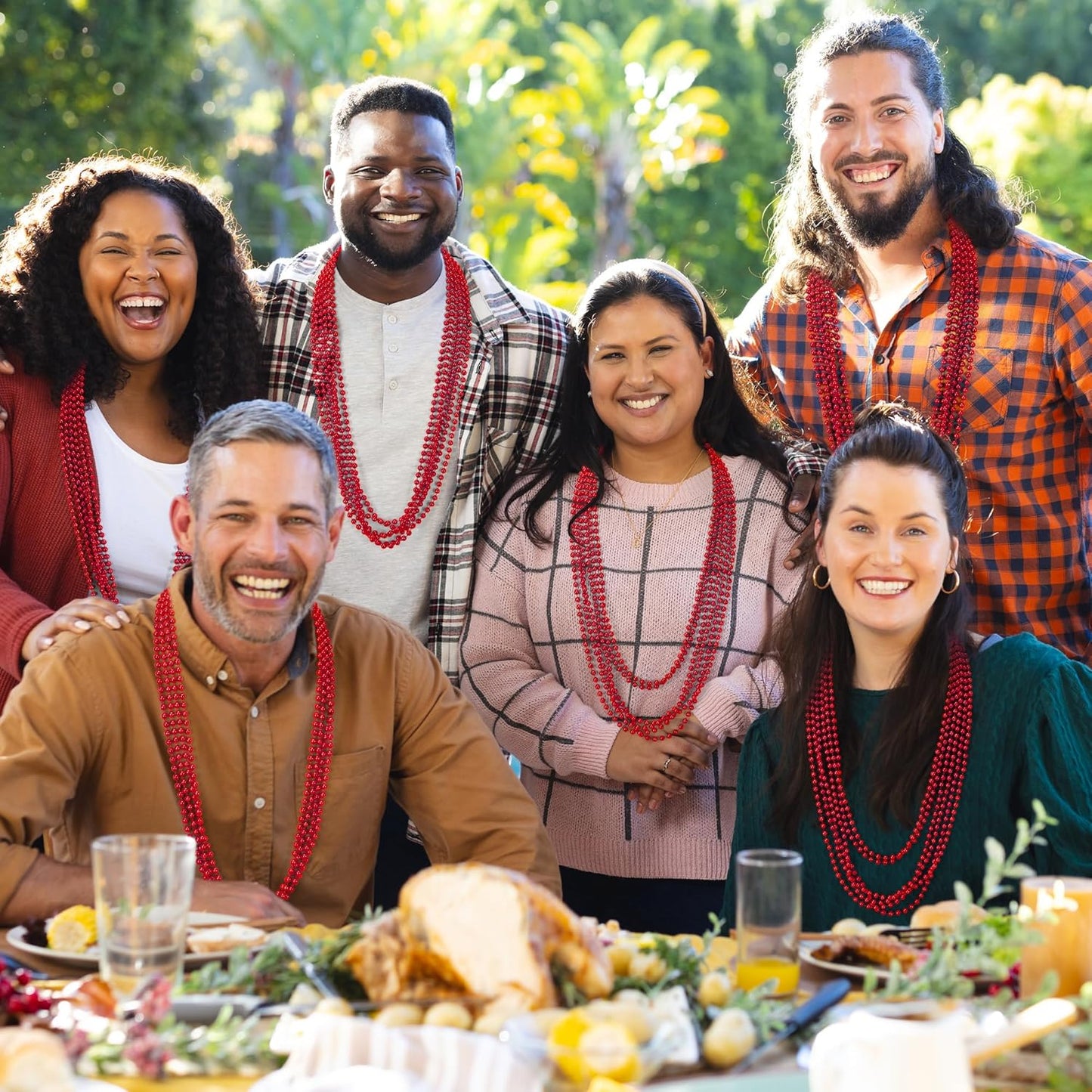 200 PCS Bead Necklace, 33 IN Red Mardi Gras Beads, Mardi Gras Party Costume Accessories, Parade Throws Beads Bulk for Christmas Pirate Wedding Baby Shower Party Supplies Decor