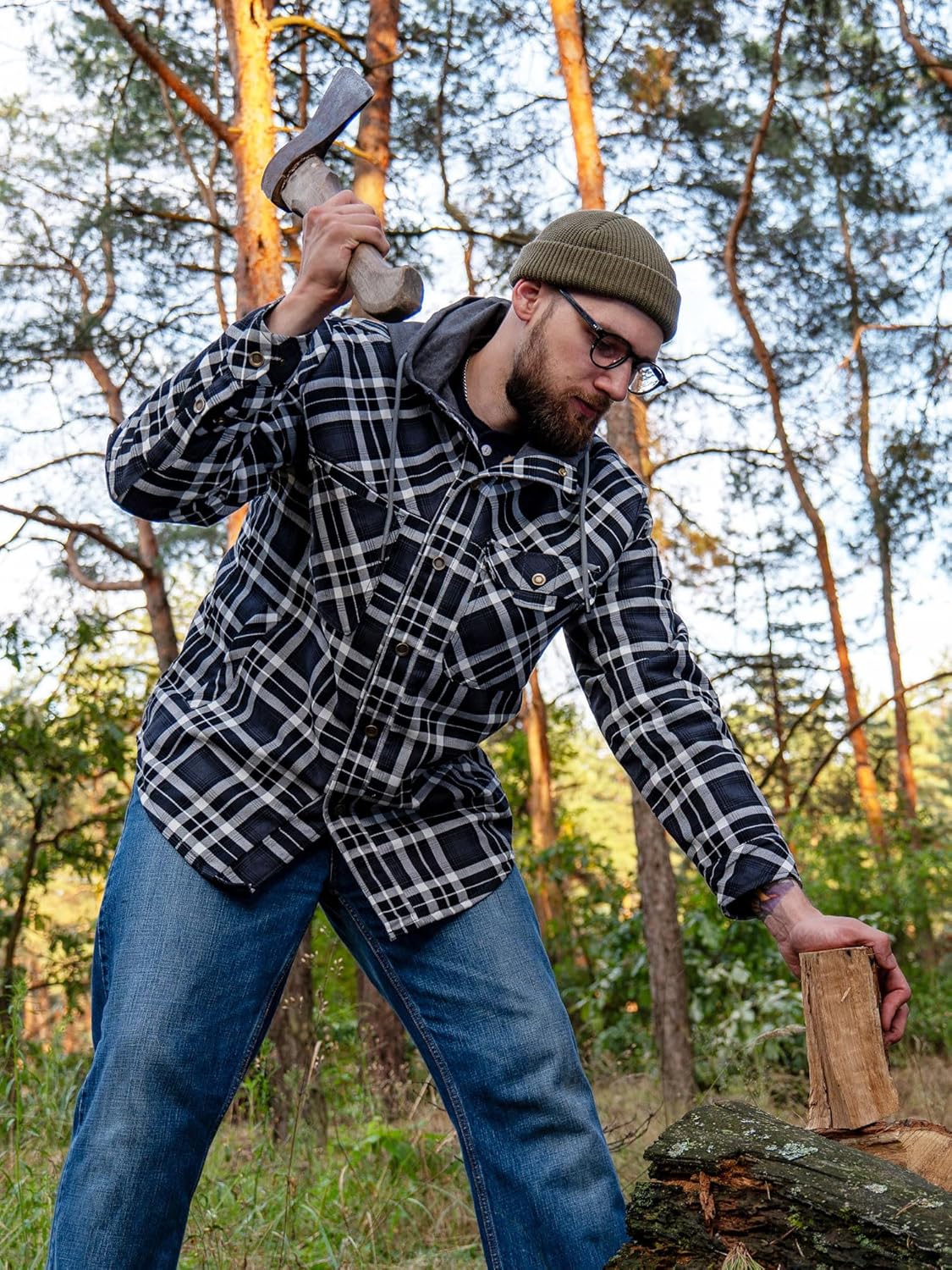 Mr.Stream Men's Outdoor Casual Vintage Long Sleeve Plaid Flannel Button Down Shirt Jacket