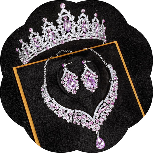 Crowns and Tiaras jewelry sets for Wedding princess birthday party Halloween Prom Pageant Jewelry for Women Crystal Bridal Jewelry Set for women