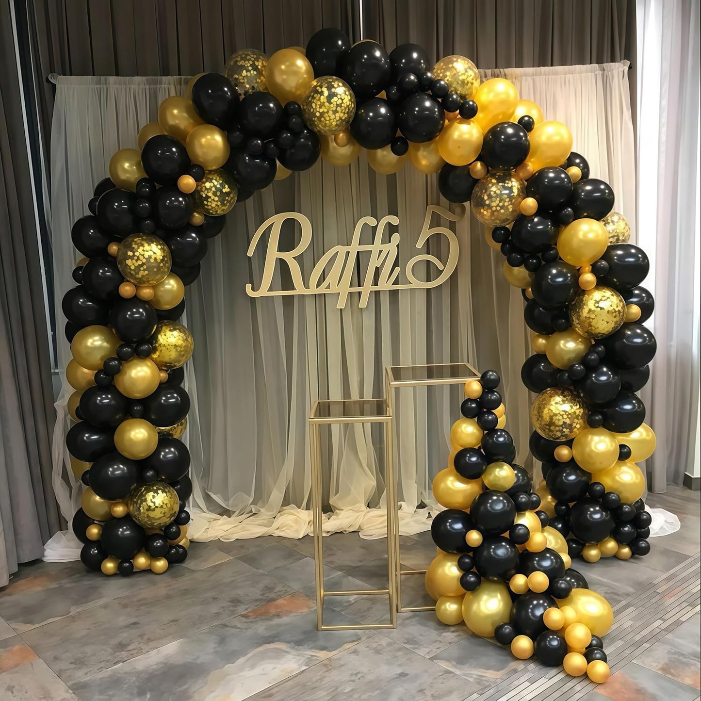 Balloons Gold and Black, 60PCS Black Metallic Chrome Gold Pearly Gold Black Gold Confetti Latex Balloons, Black Gold Birthday Party Balloons for Wedding Baby Shower Anniversary Party Decorations