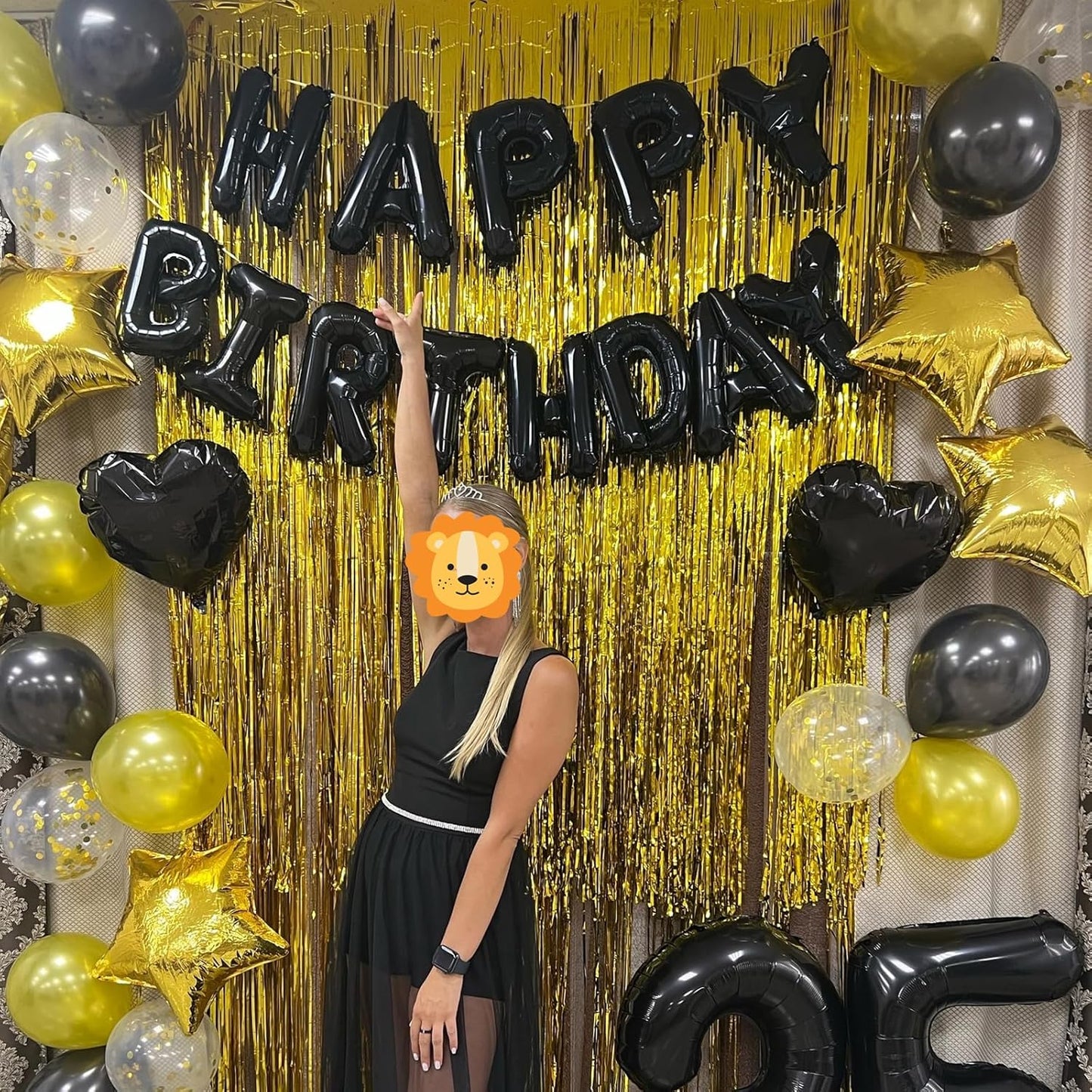 Black Happy Birthday Balloon Banner, 16 Inch Foil Mylar Happy Birthday Balloons Letters, Reusable Happy Birthday Sign, Black Birthday Decorations for Women, Men, Boys and Girls
