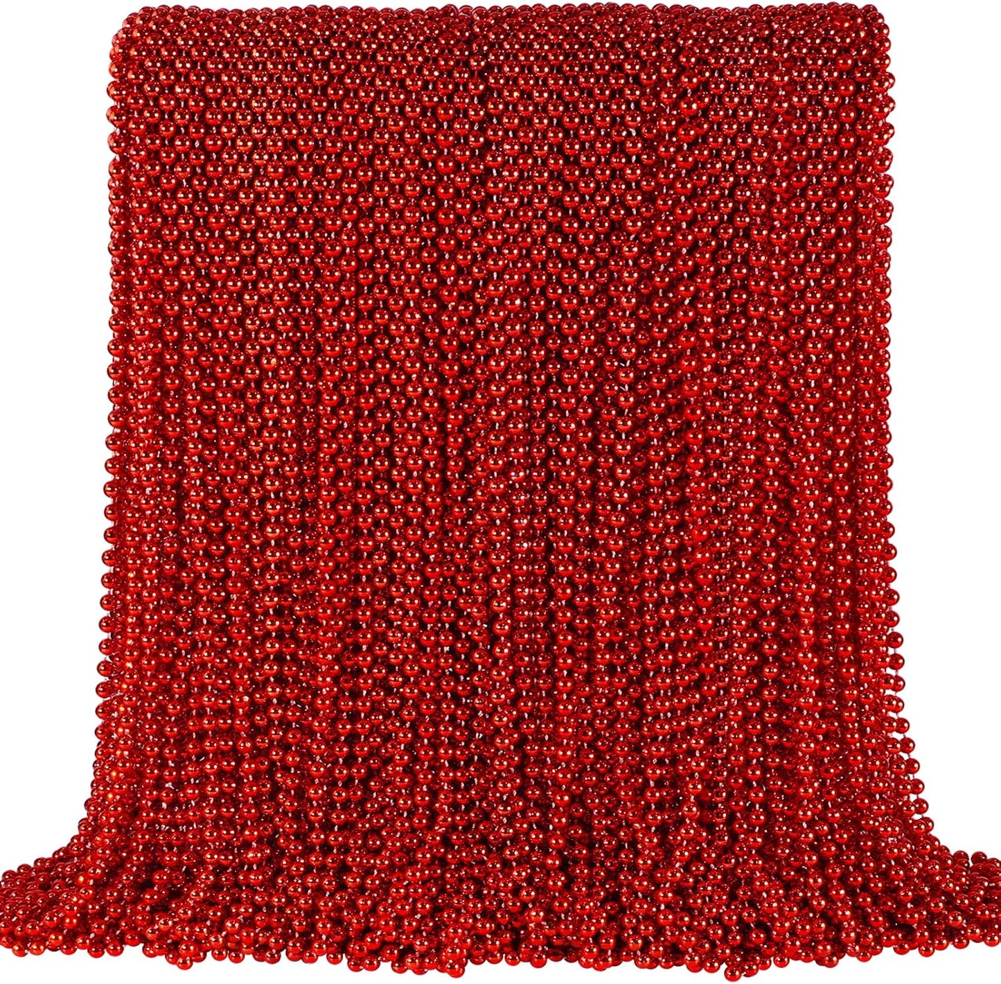 SHAOQINLIN 144 PCS Red Mardi Gras Beads, Christmas Beaded Necklace, Red Valentine Necklace, 4th of July Necklaces, 33'' Party Beads for Patriotic Day, Mardi Gras, Christmas Party Favors