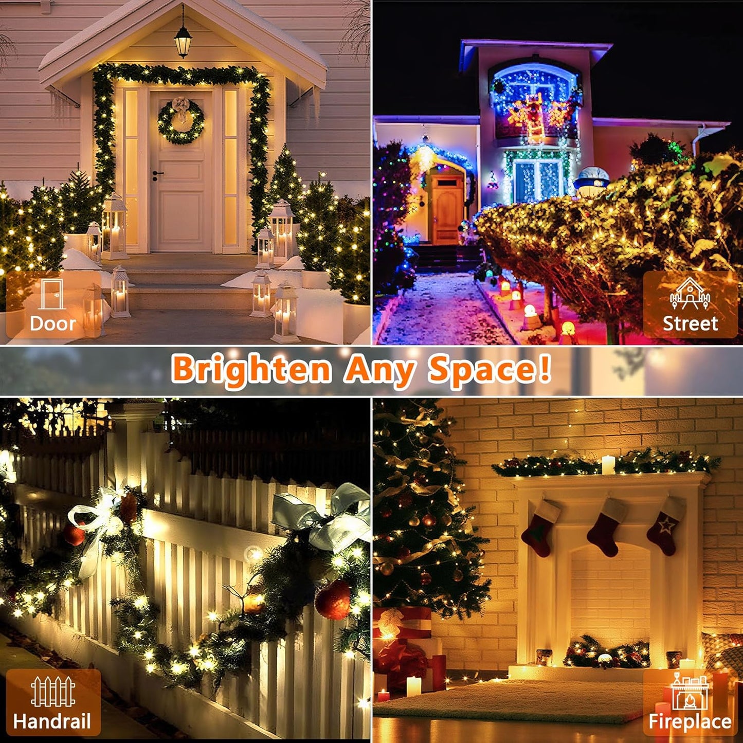 BHCLIGHT Extra-Long 165FT 500LED Christmas String Lights Outdoor/Indoor, Timer & Memory & 13 Modes, Warm White Christmas Lights Waterproof Green Wire Tree Lights for Xmas Holiday Party