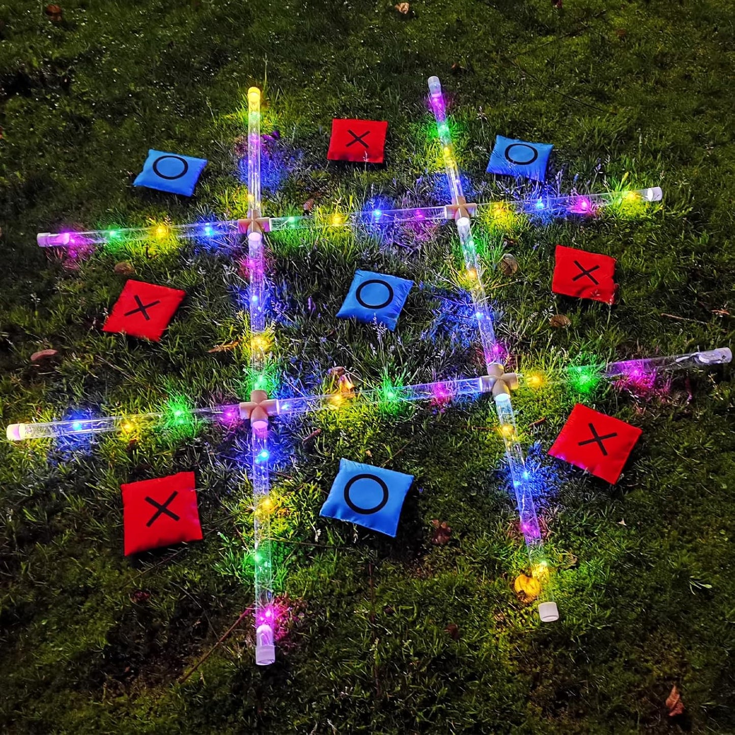 Outdoor Toss Games for Adult and Kids, Giant Tic Tac Toe Game with LED Light, Classical Board Yard Game Sandbag Game for Famlily, Party, Travel(4ft x 4ft)