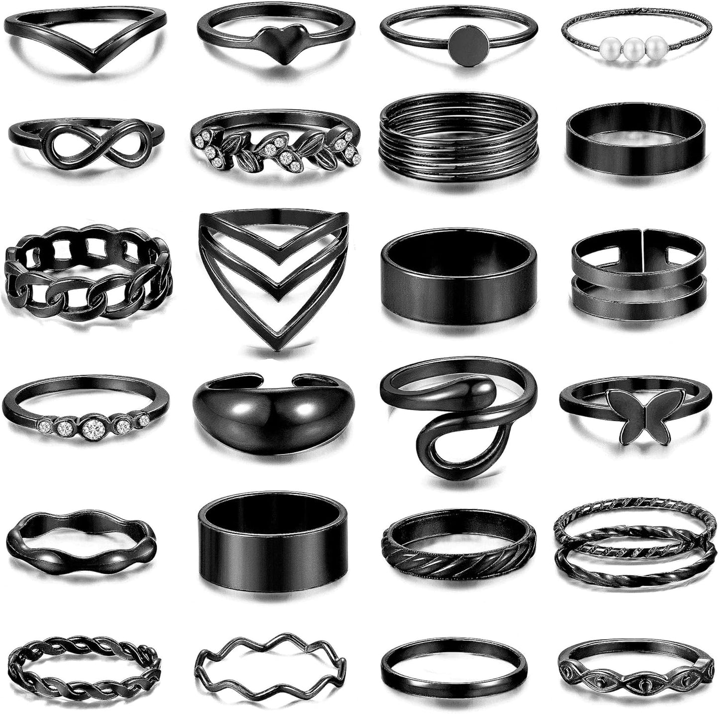 iF YOU 25 Pcs Gold Knuckle Ring Set for Women, Chunky Stackable Finger Midi Rings, Silver Simple Stacking Cute Rings Pack Trendy Stuff Jewelry Gift