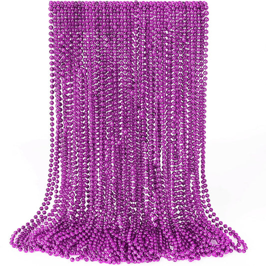 30PCS Mardi Gras Beads, Purple Beads Necklace Bulk Party Favors, 33" Necklaces Festival Parade Throw Accessories, Halloween Mardi Gras Wedding School Activities Celebrations Decorations