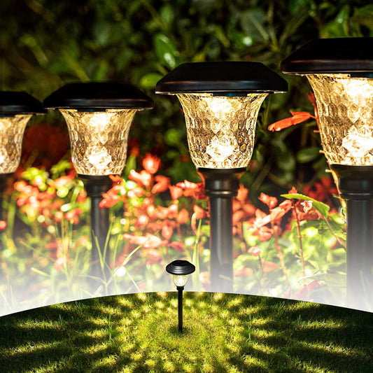 GIGALUMI 8 Pack Solar Pathway Lights, Solar Garden Lights Outdoor Warm White, Waterproof Led Path Lights for Yard, Patio, Landscape, Walkway (Black)
