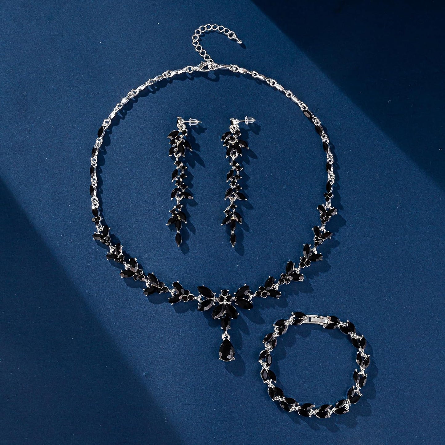 Wedding Jewelry Sets for Bride Bridesmaid Bridal Jewelry Set for Women Wedding Crystal Necklace Earrings Bracelet Set for Party Prom Jewelry