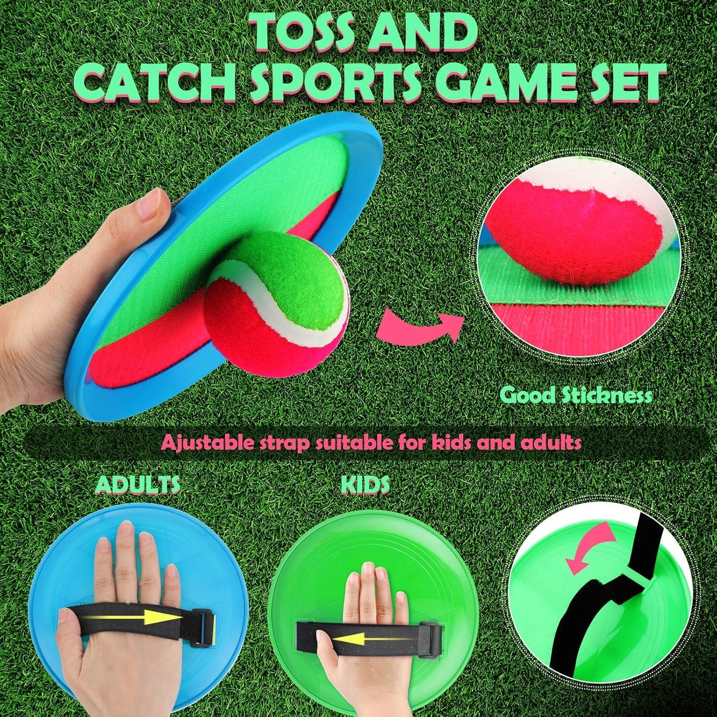Charniol Kids Toys Toss and Catch Game Set 12 Paddles 6 Balls Beach Game Outdoor Ball Sports Games Toss and Catch Ball Set with Paddles Ball Nylon Catch Toys for Kids Adults