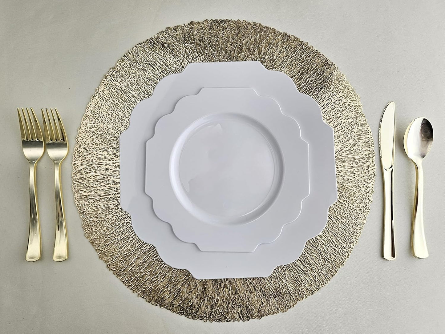 " OCCASIONS " 80 Plates Pack,(40 Guests) Heavyweight Wedding Party Disposable Plastic Plates Set -40 x 10.5'' Dinner + 40 x 8'' Salad/Dessert Plate (Imperial White)