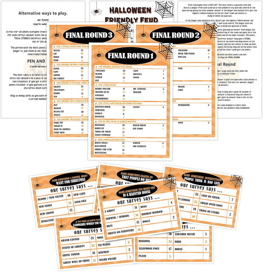 Halloween Friendly Feud Game Set, Friendly Feud Quiz, Family Feud Quiz, Baby Shower Game, Halloween Party Activity, Family Games for Adults, Halloween Party Supplies-L001