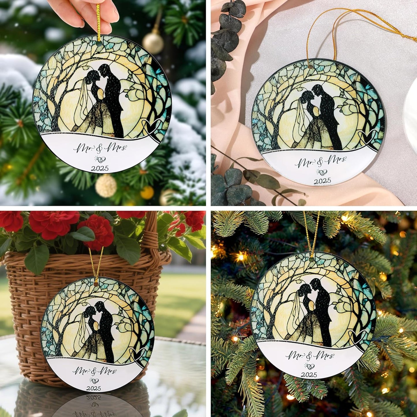 Joycuff Wedding Gifts, Mr & Mrs Ornament 2025, Bridal Shower Gifts, Just Married Gift for Newlywed Couple, Bride, Acrylic Ornament
