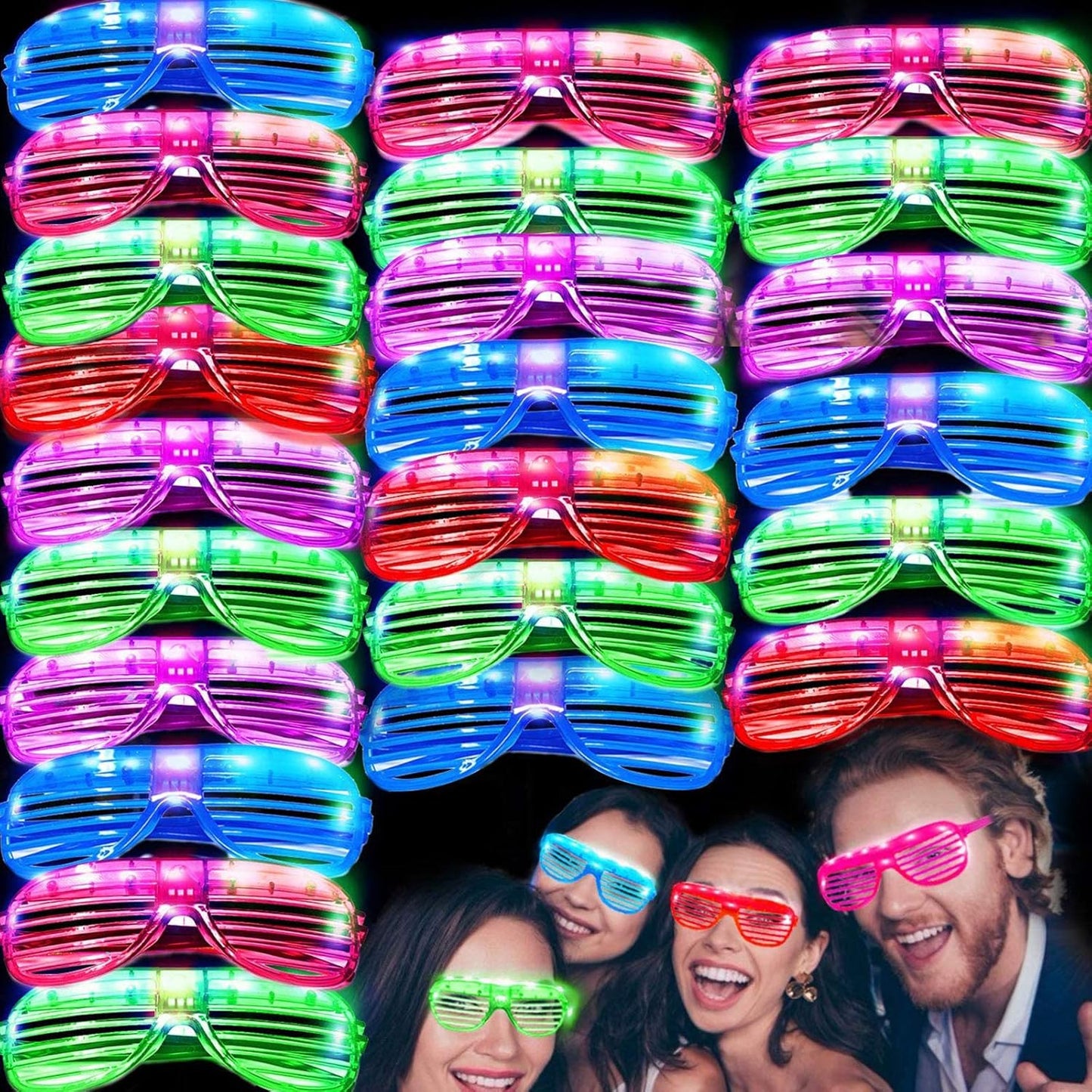 50 Pack Glow Sticks Glasses Bulk Party Pack,LED Glasses,Light Up Glasses,Glow In The Dark Party Supplies, Neon Glasses, Party Sunglasses Carnival Birthday Wedding Patriotic Fiesta Concert Party Favors