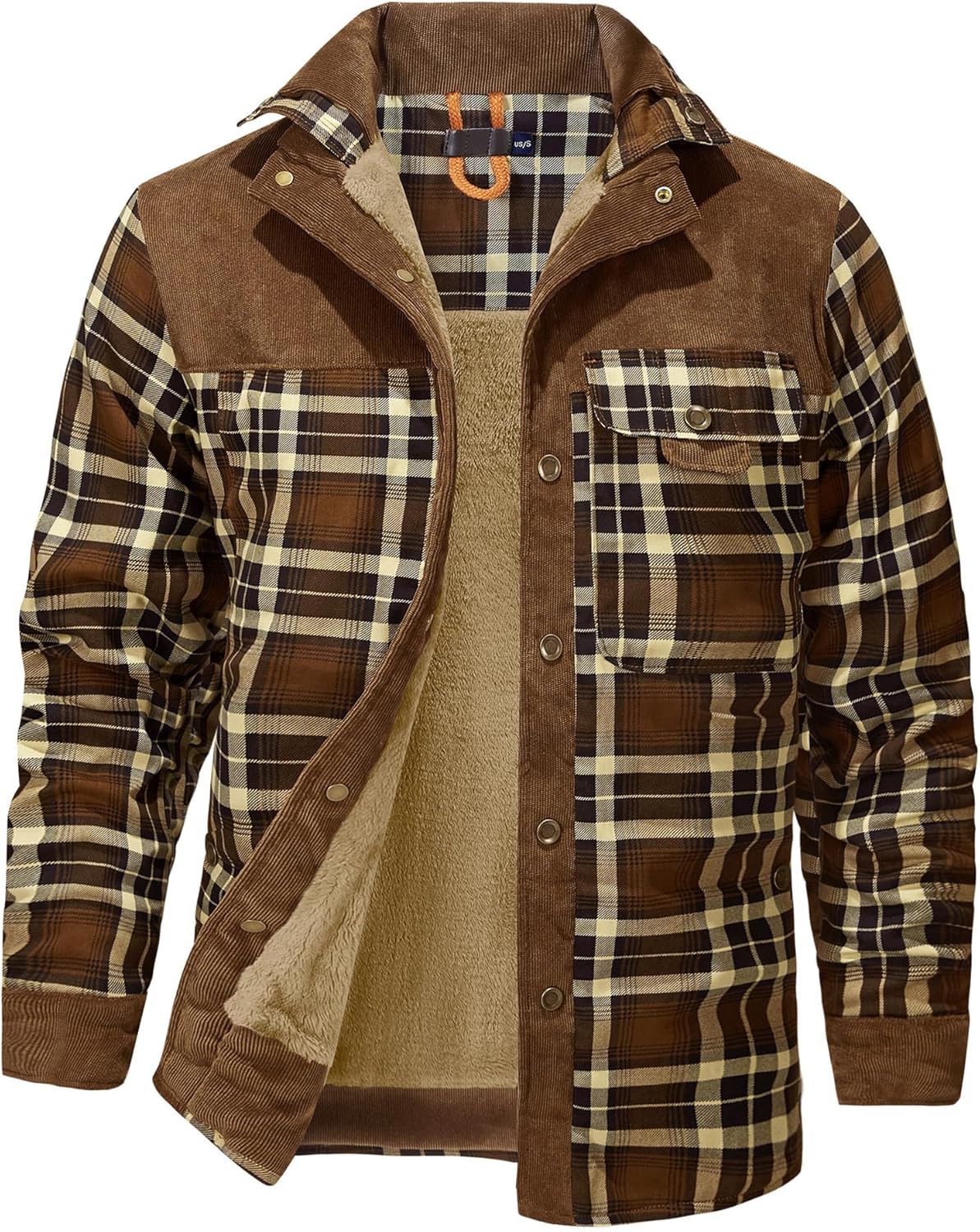 Mr.Stream Men's Outdoor Casual Vintage Long Sleeve Plaid Flannel Button Down Shirt Jacket