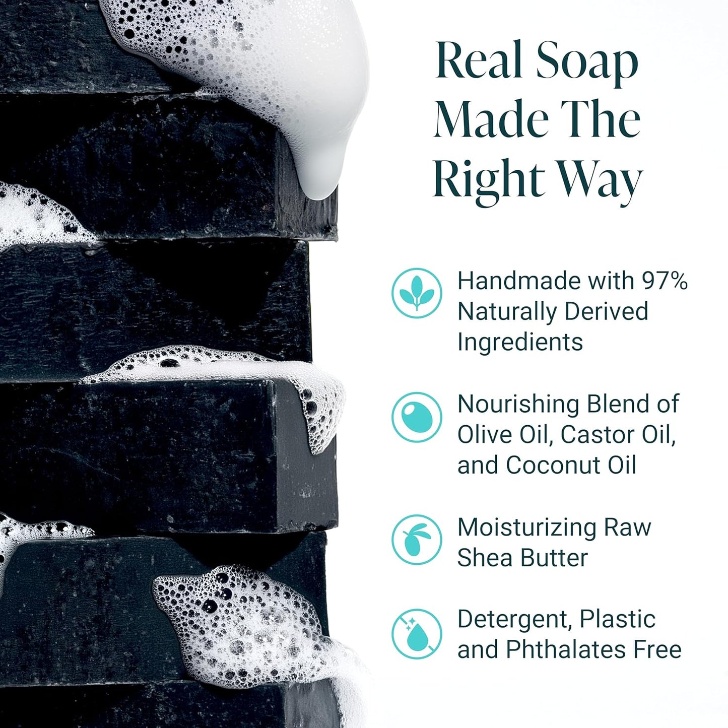 The Bubble Factory Handmade Soap, All Natural Soap for Women & Men, Hand, Bath & Body Natural Bar Soap, Vegan, Palm Oil Free, Made in USA with Shea Butter + Essential Oils, Tea Tree Mint, Single