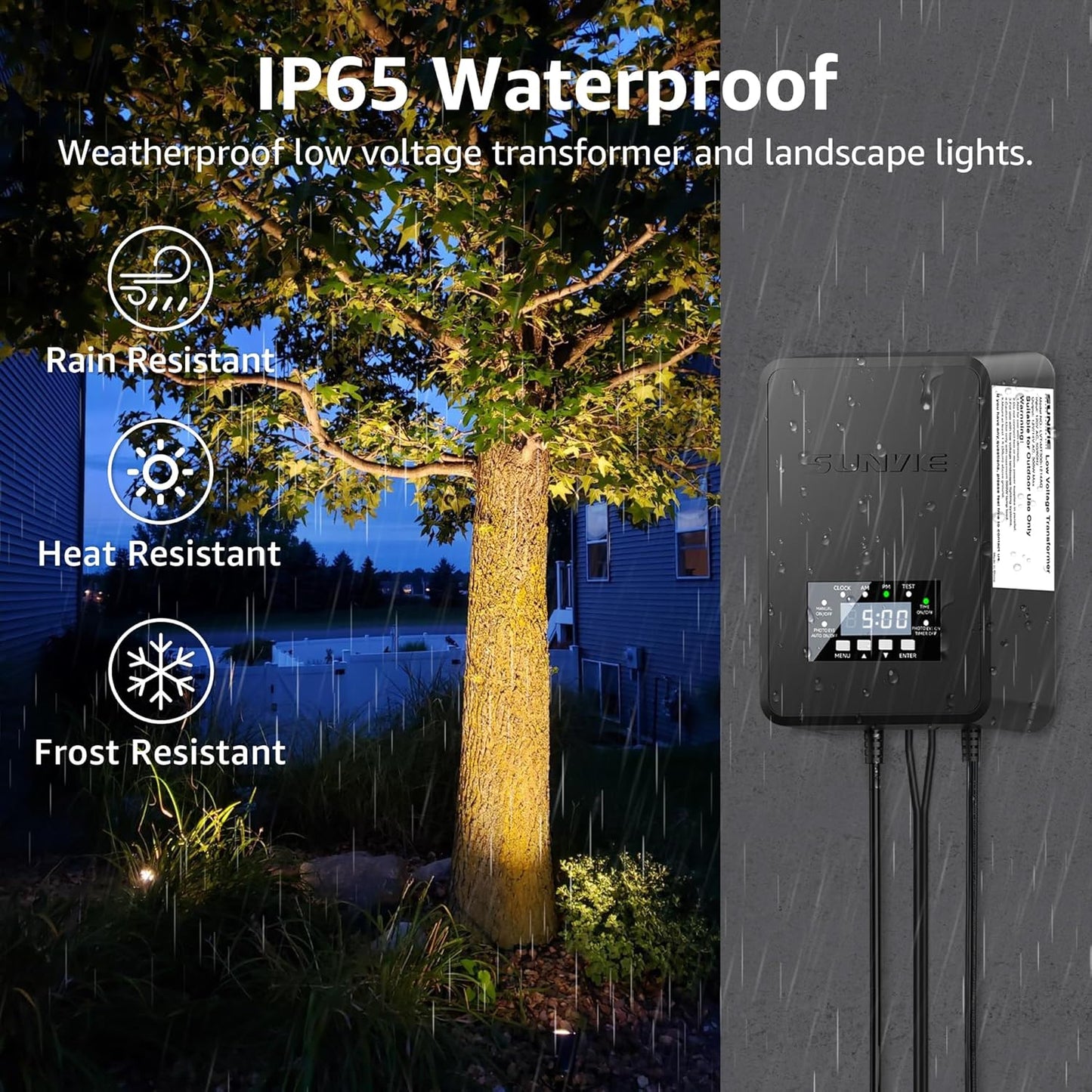 SUNVIE 12 Pack Low Voltage Landscape Lights with 300W Transformer 12-24V LED Landscape Lighting Kit 3000K Waterproof Aluminum Landscape Spotlights with Wire Connectors for House Yard Tree Garden